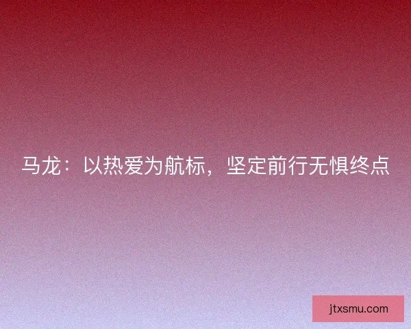 马龙：以热爱为航标，坚定前行无惧终点